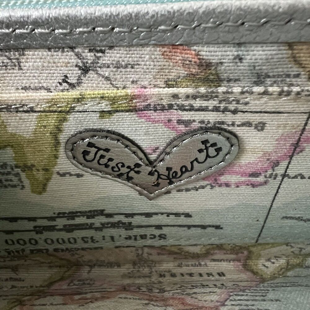 Think Bee Japanese World Map Globe Long Wallet Zip Up Coated Canvas Light Blue - Picture 14 of 16